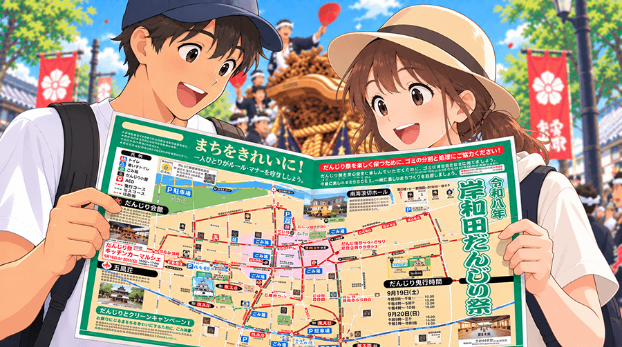 岸和田だんじり祭2026のだんじりマップ