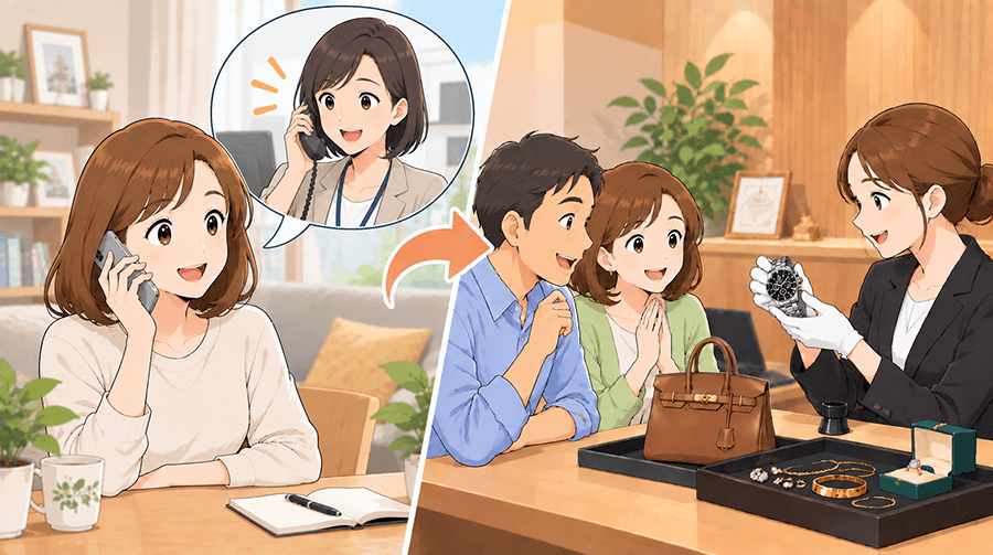 事前に電話相談を利用してからおたからやの店舗へ行く