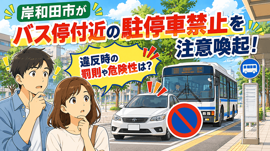 岸和田市がバス停付近の駐停車禁止を注意喚起!違反時の罰則や危険性は?