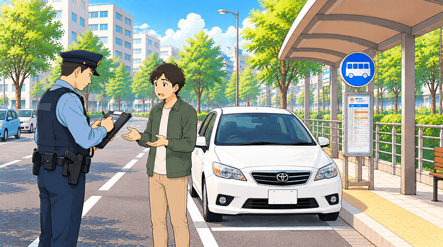 バス停付近の駐停車違反に対する反則金・違反点数