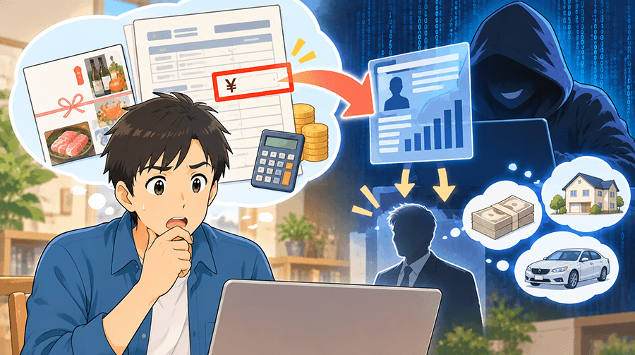 寄附控除の試算額から収入を推測される可能性