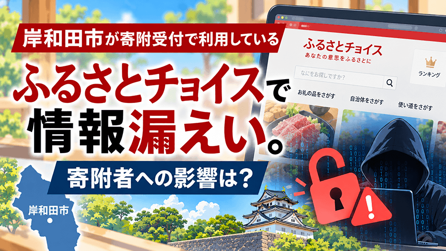 岸和田市が寄附受付で利用している「ふるさとチョイス」で情報漏えい。寄附者への影響は?